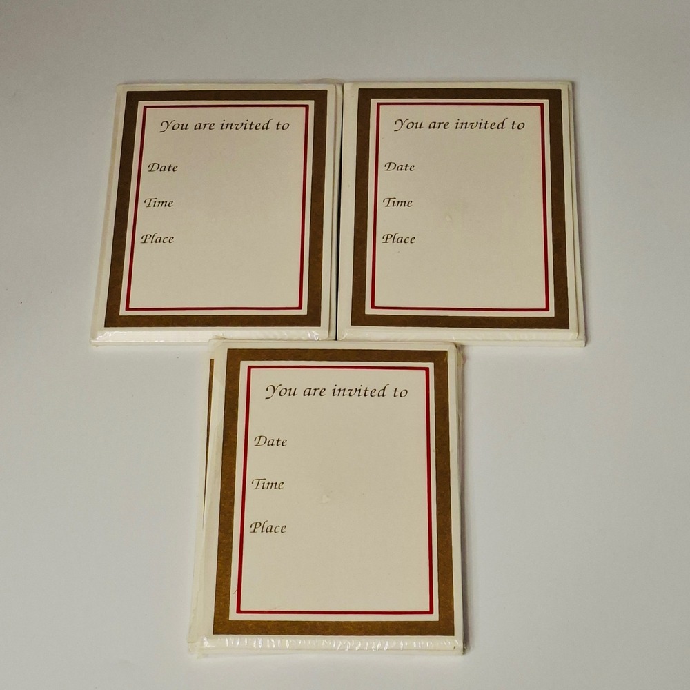 Vintage Loonart Designs Invitations Lot of 30 Gold Red 2 Sealed NOS